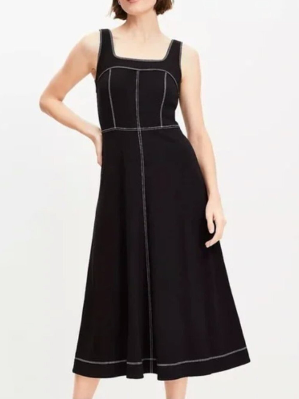 LOFT Ponte Square Neck Midi Dress